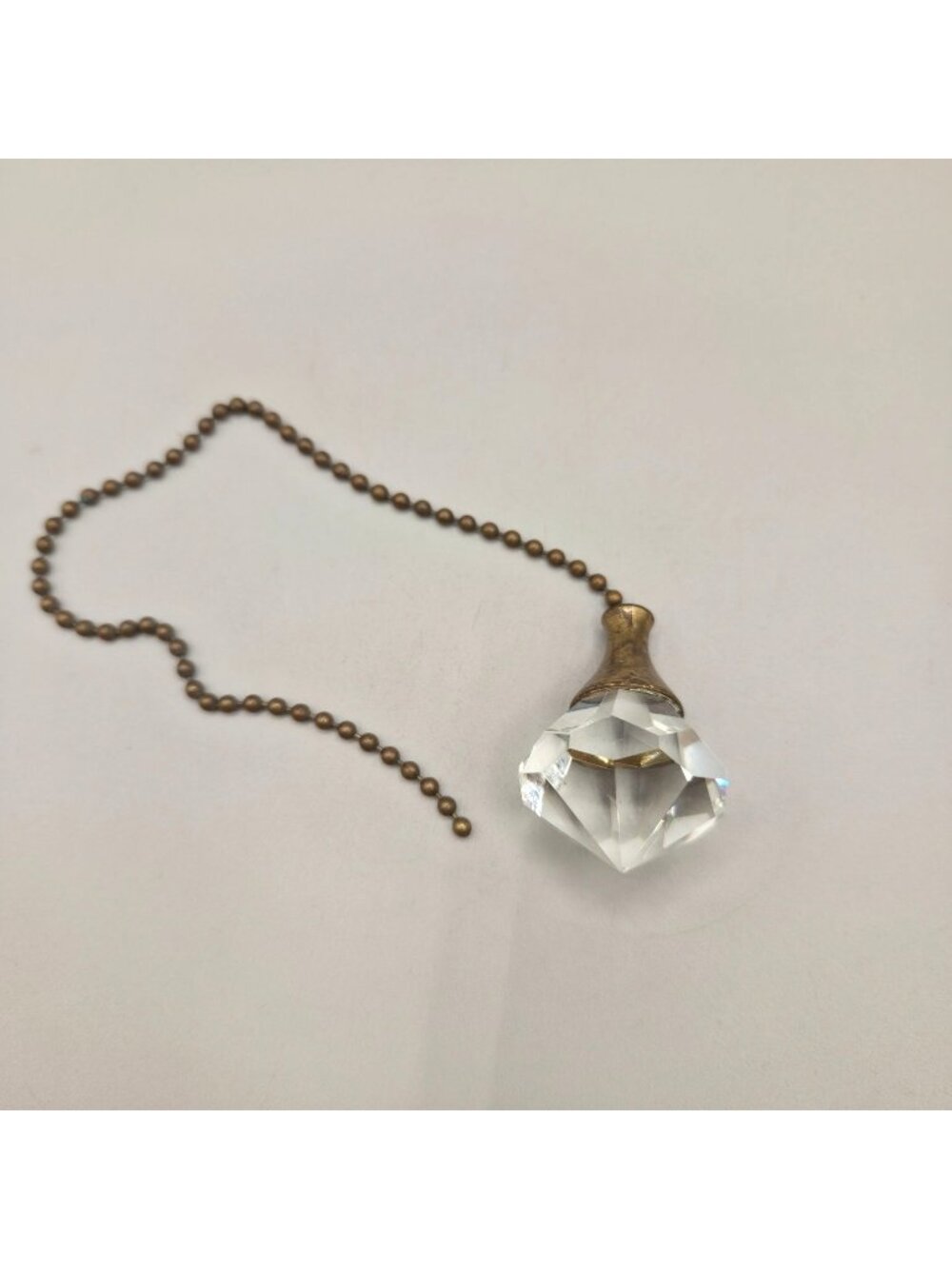 Vintage Faceted Crystal Brass Ceiling Fan Pull Chain Lamp Pull